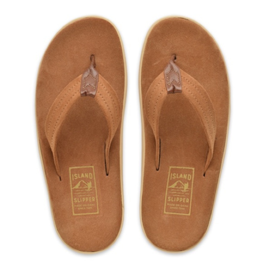 Island Slipper Ultimate Suede Flip Flop Sandals Brown Cognac Color Mens Size 8